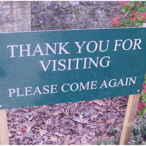 Sign saying, "Thank You For Visiting, Please Come Again."